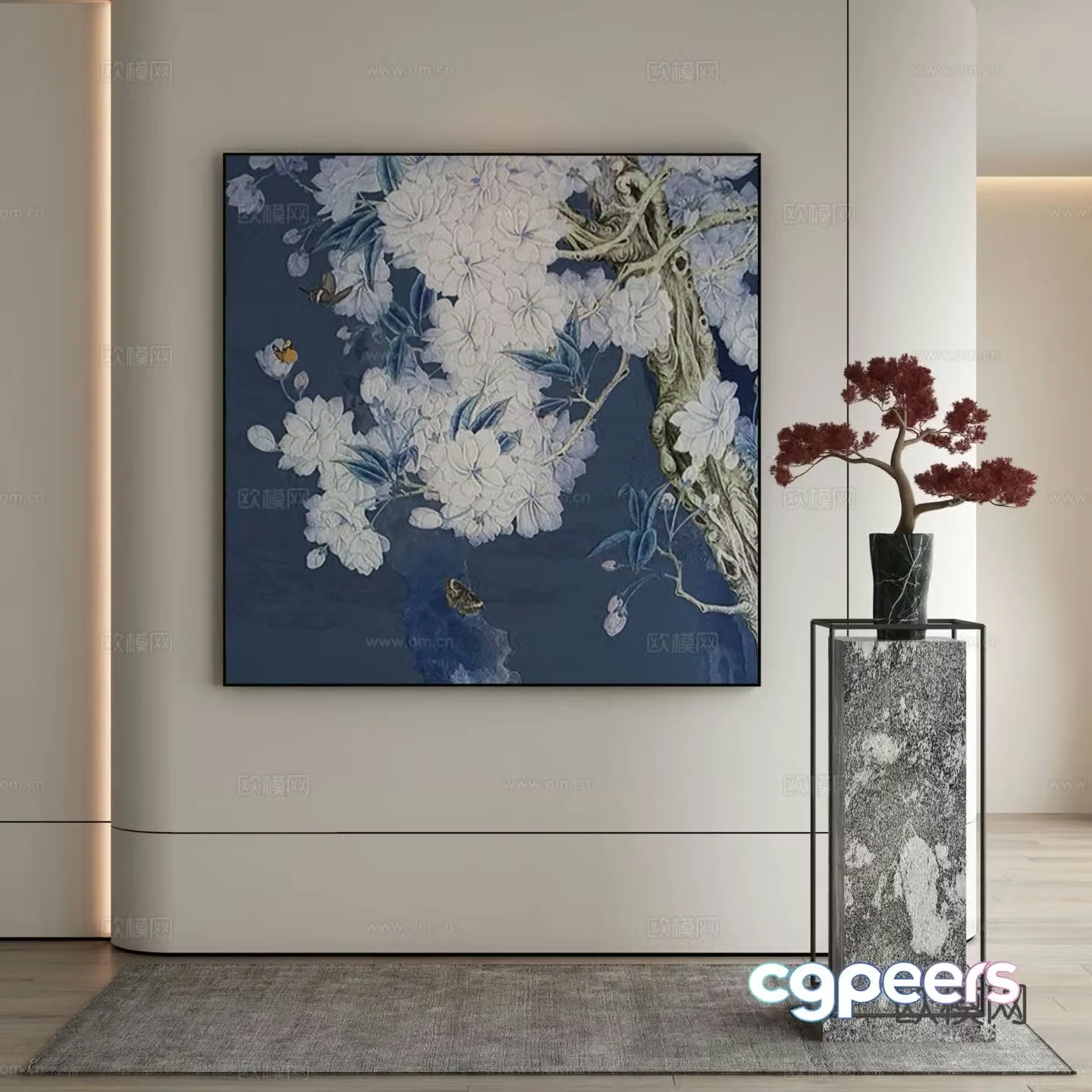 New Chinese style decorative painting texture painting hanging painting 3D model