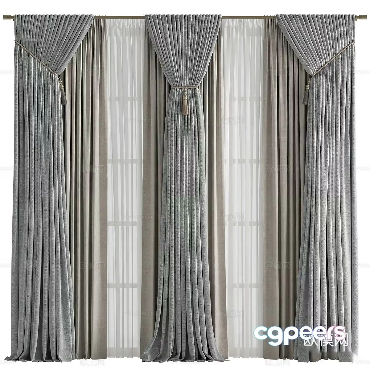 New Chinese style fabric curtain 3D model