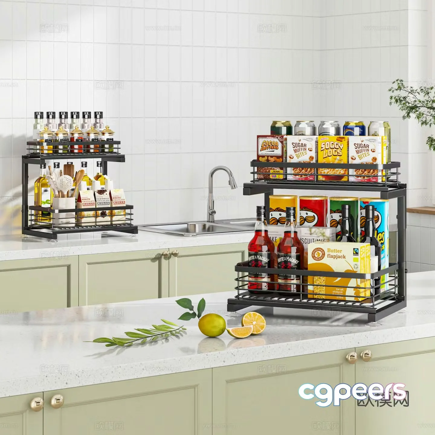 Modern kitchen seasoning rack 3d model
