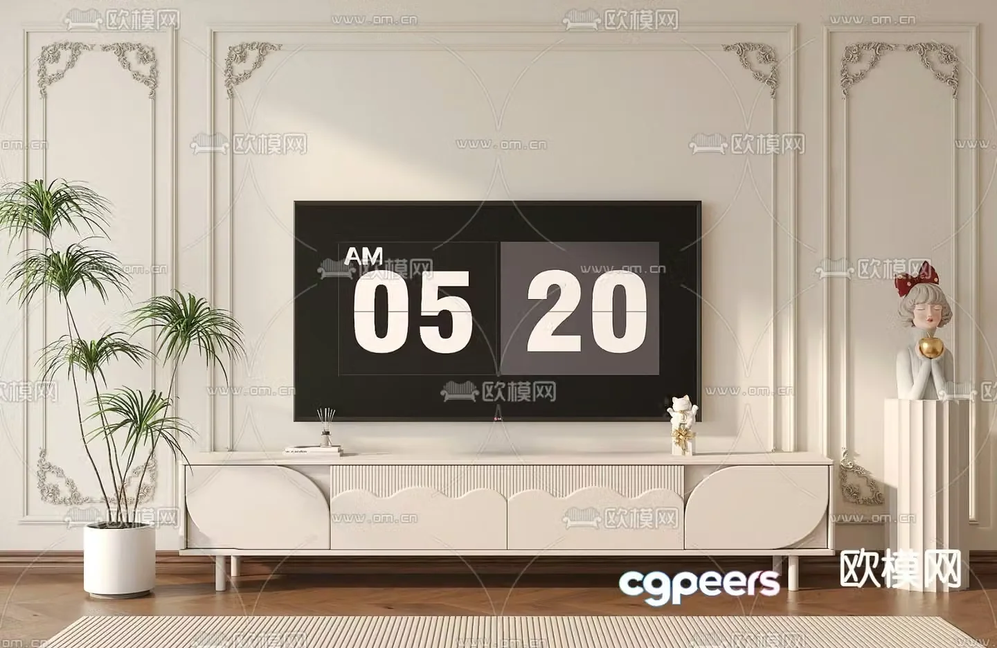Creamy air TV cabinet 3d model