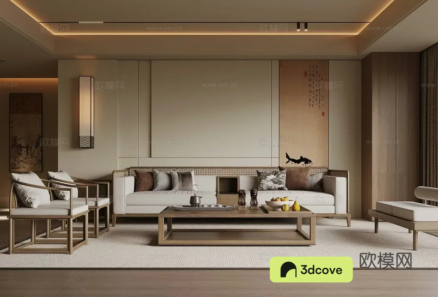 New Chinese style living room sofa coffee table combination