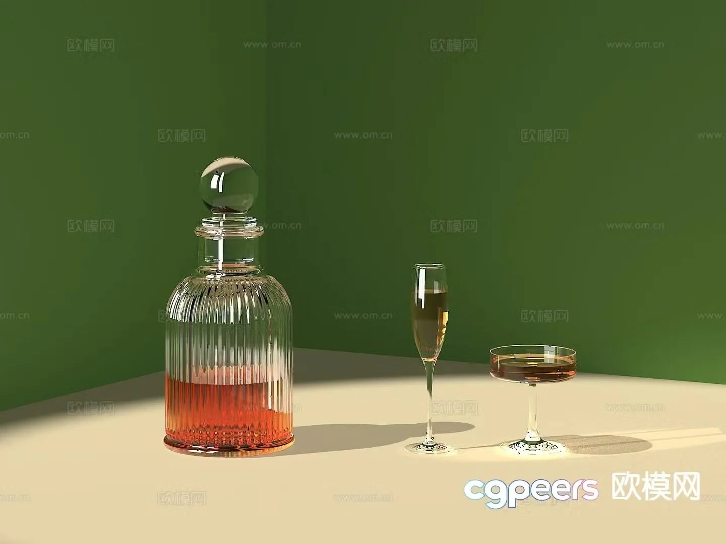 Fruit wine red wine cocktail wine glass wine bottle 3d model