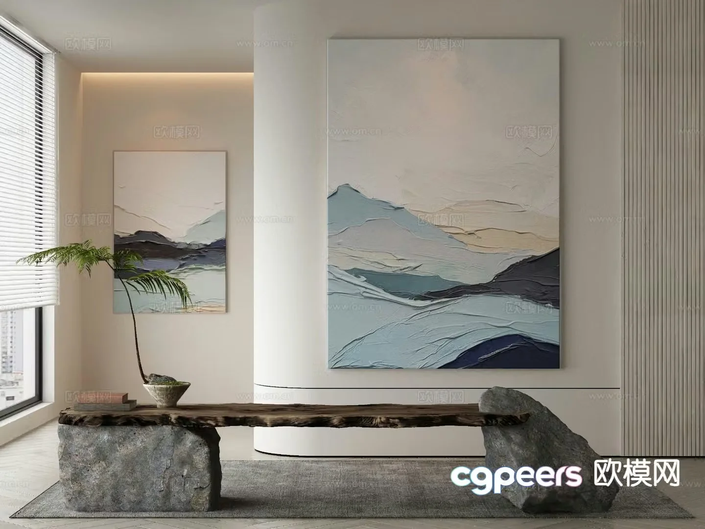 Modern decorative painting oil painting texture painting 3d model