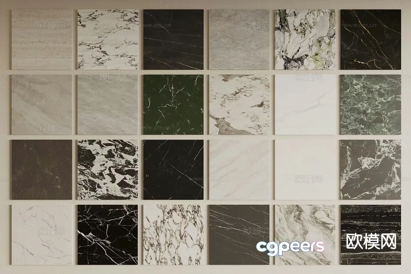 Marble Wall Tiles 3D Model – 859 – VRAY Render