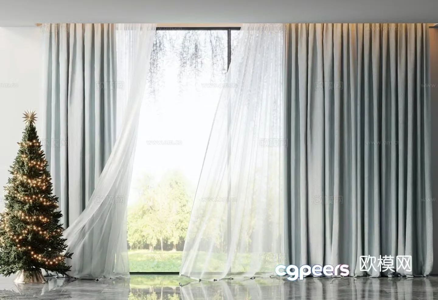 Modern curtain gauze curtain 3d model