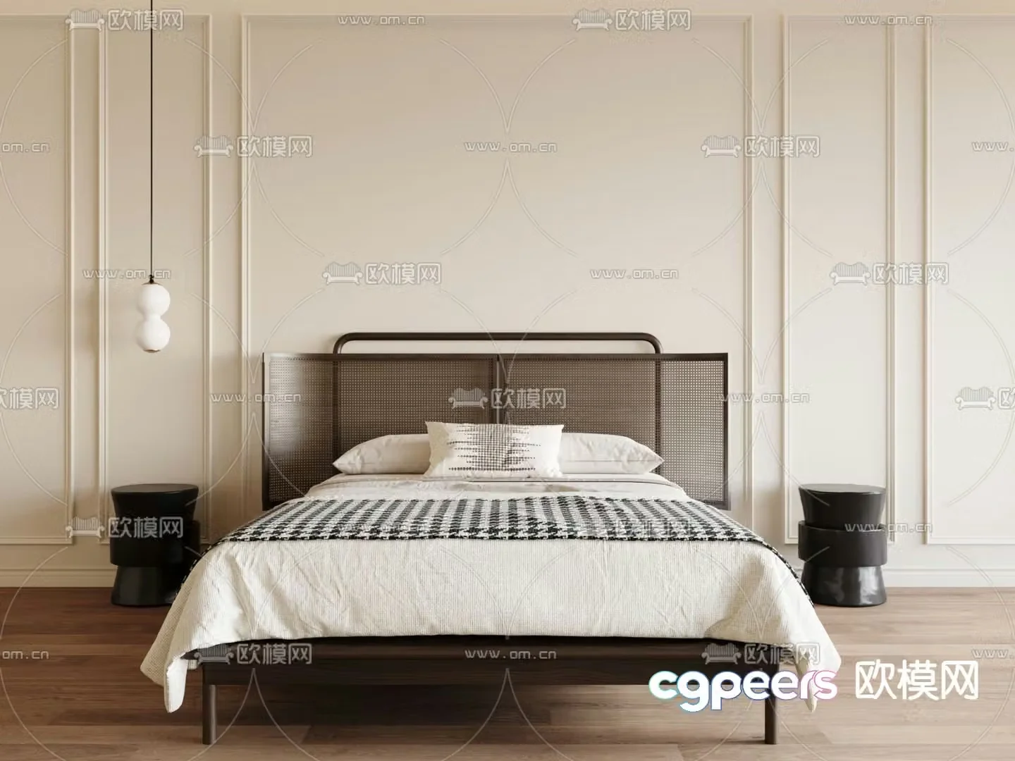 Medieval style double bed 3d model