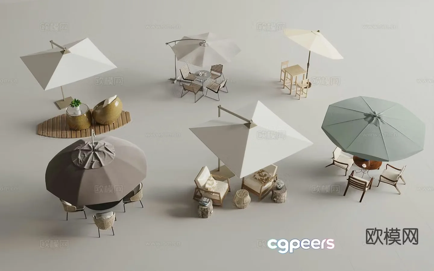Modern outdoor tables and chairs leisure tables and chairs courtyard tables and chairs 3D model