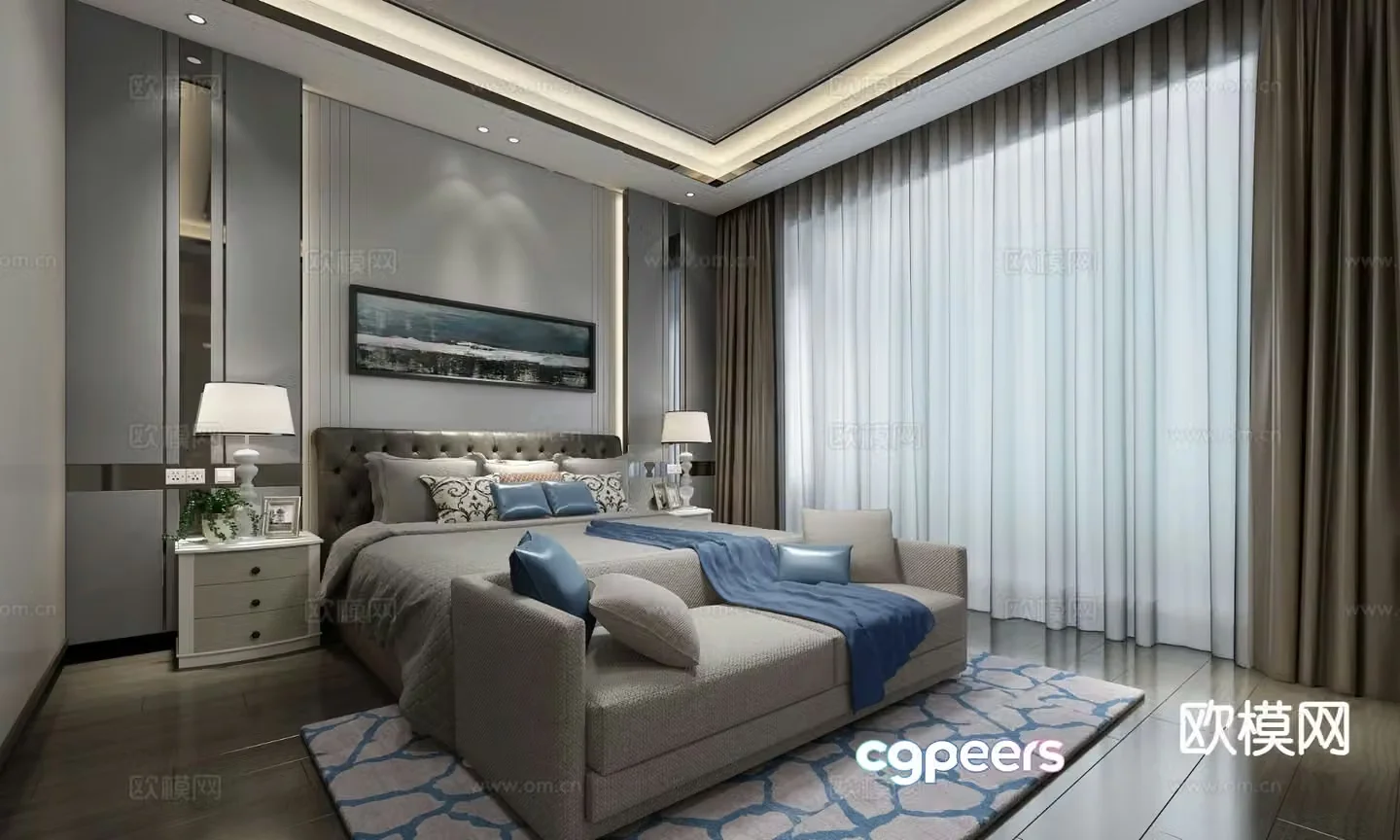 Simple European bedroom master bedroom 3d model