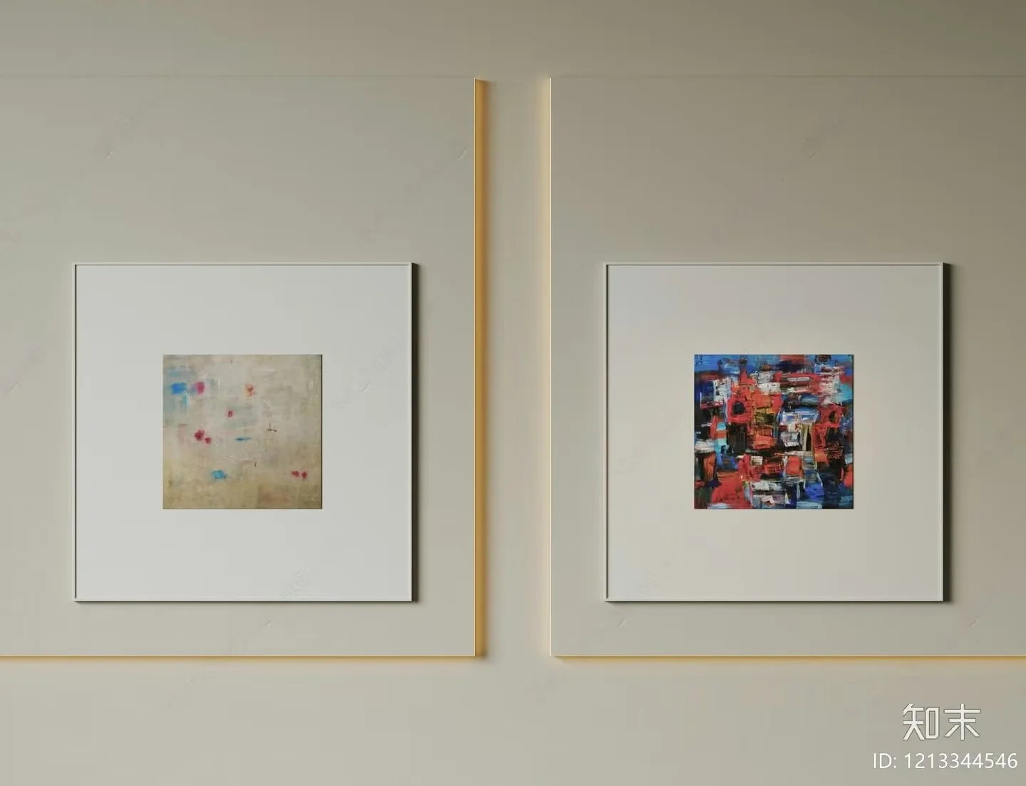 Two Abstract Paintings 3D Model – 4804 – VRAY Render