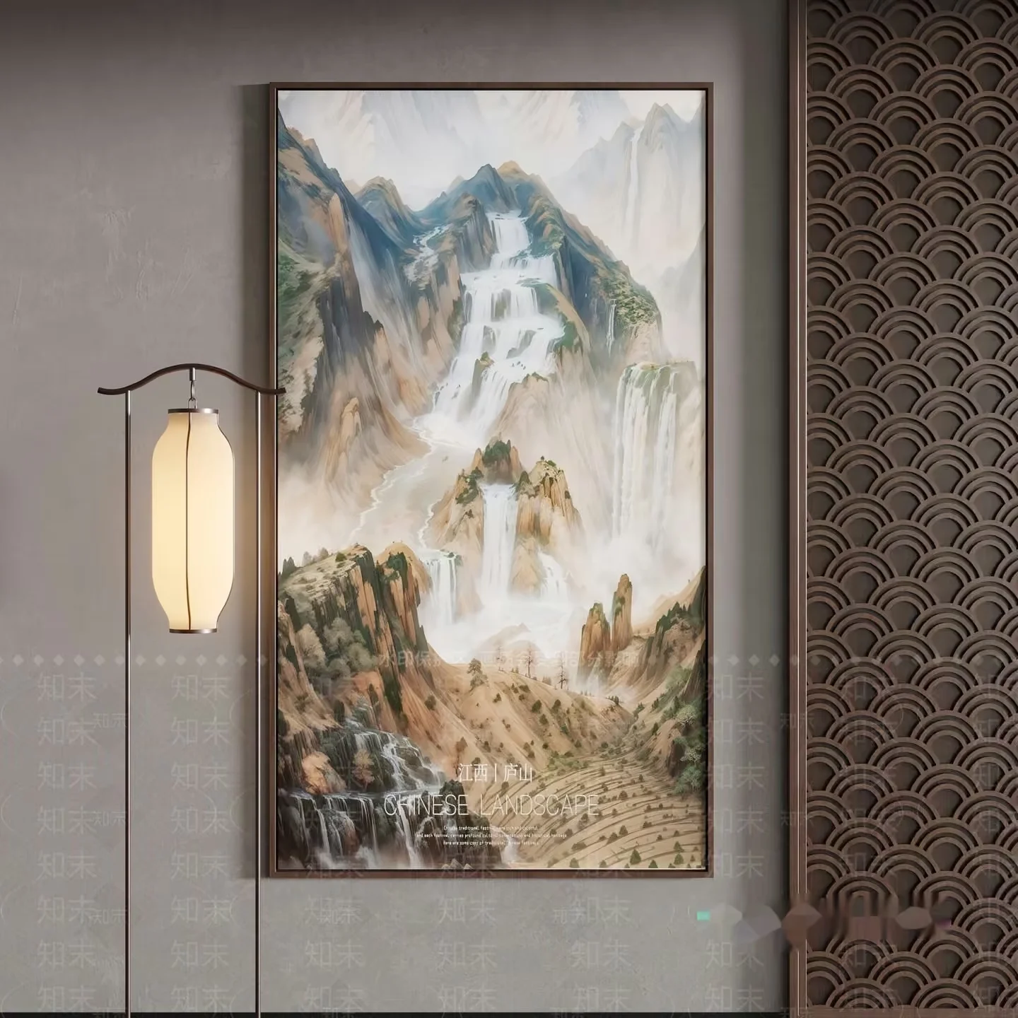 A Chinese Landscape Painting 3D Model – 10124 – VRAY Render
