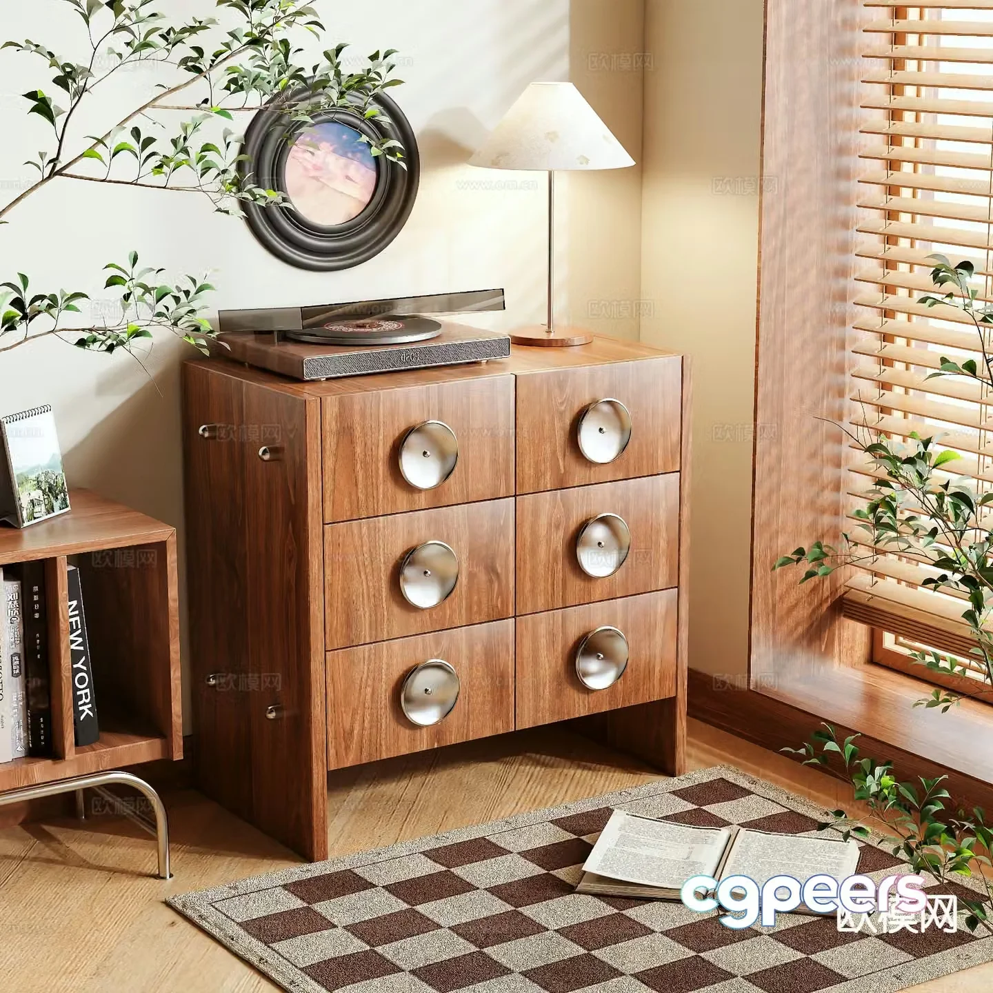 Log style cupboard shoe cabinet 3d model