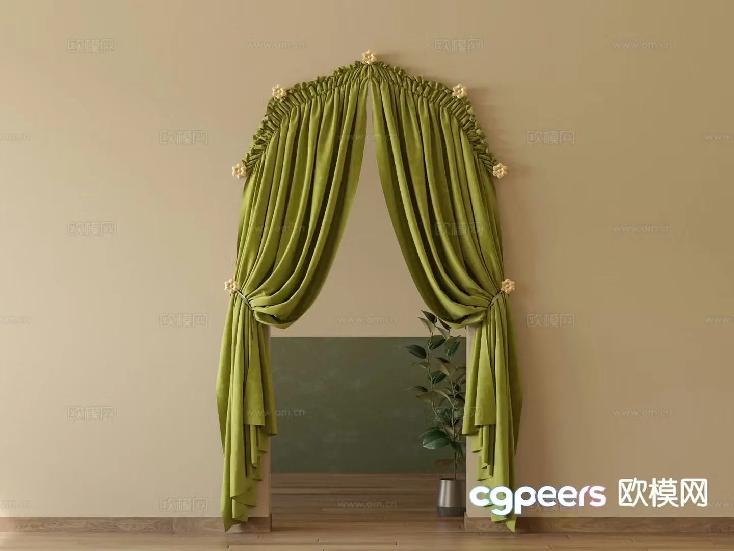 dome curtain arch curtain curved curtain 3d model