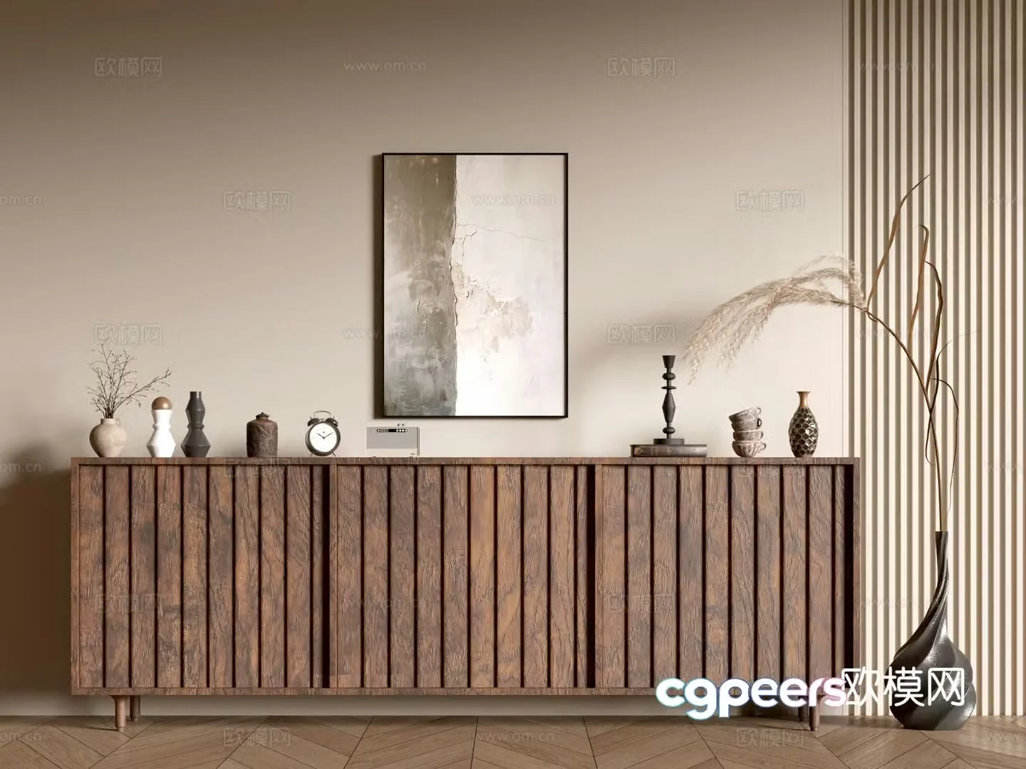 Medieval style entrance cabinet wood grain cabinet low cabinet side cabinet 3D model