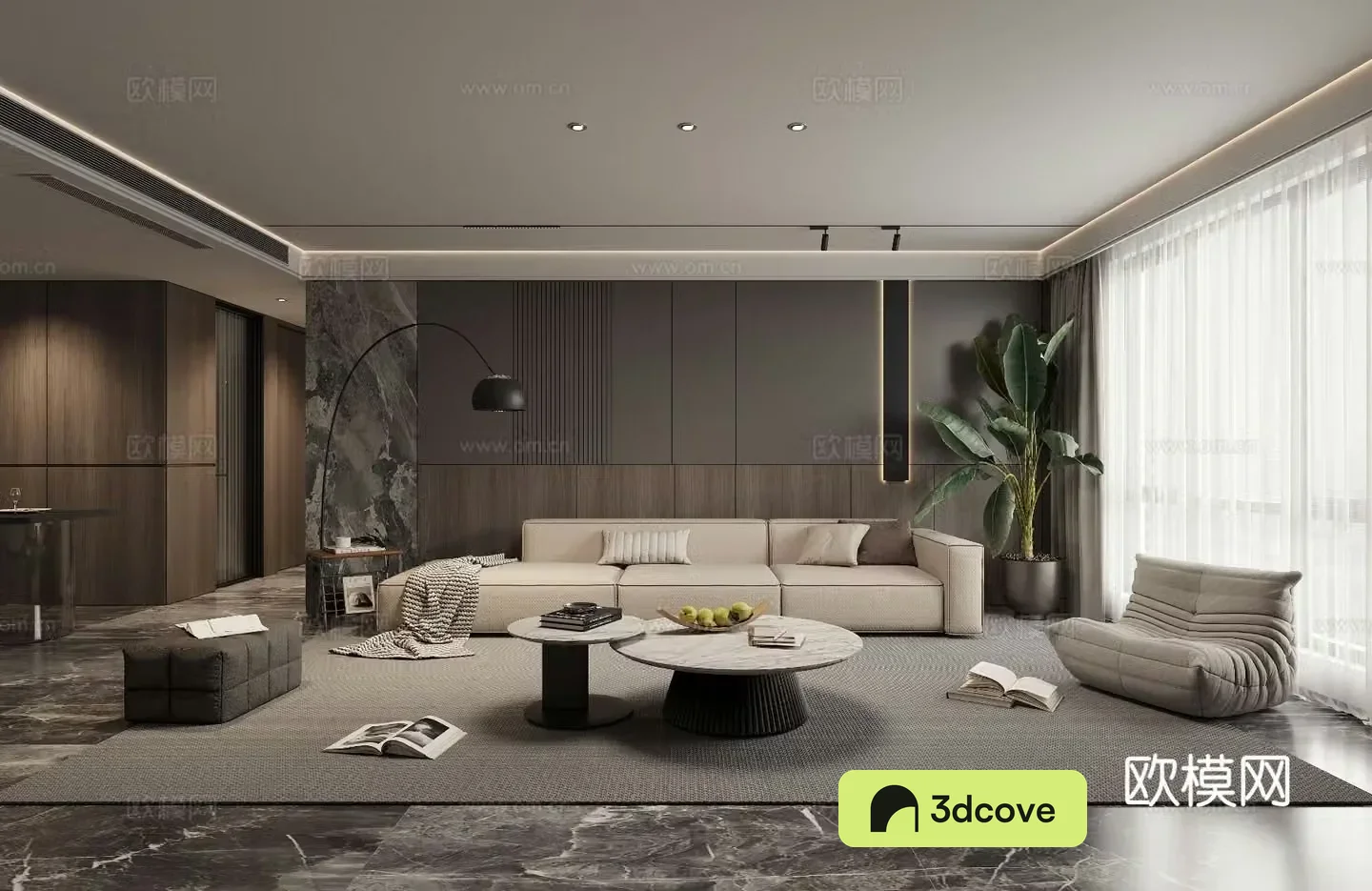 Premium gray living room Italian simple living room Combination sofa leisure chair