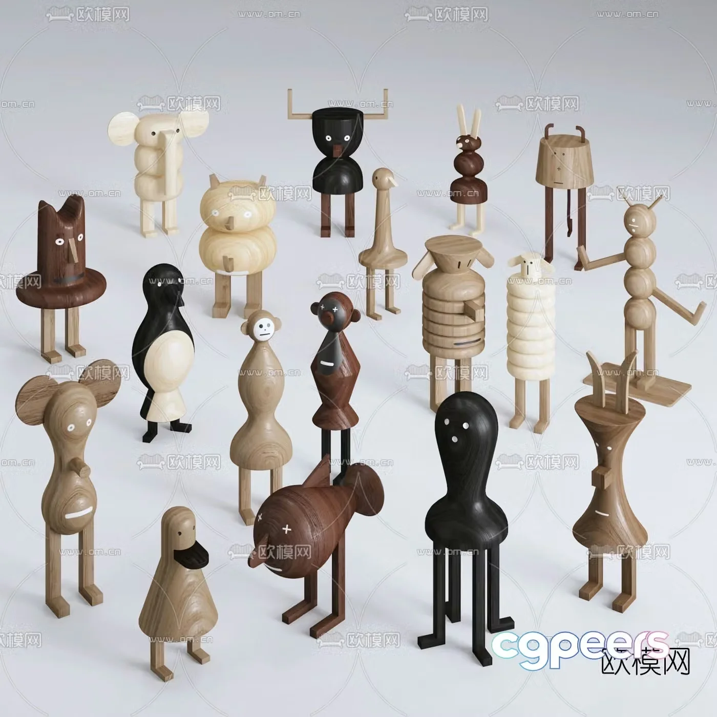 Modern wooden exotic toy 3d model