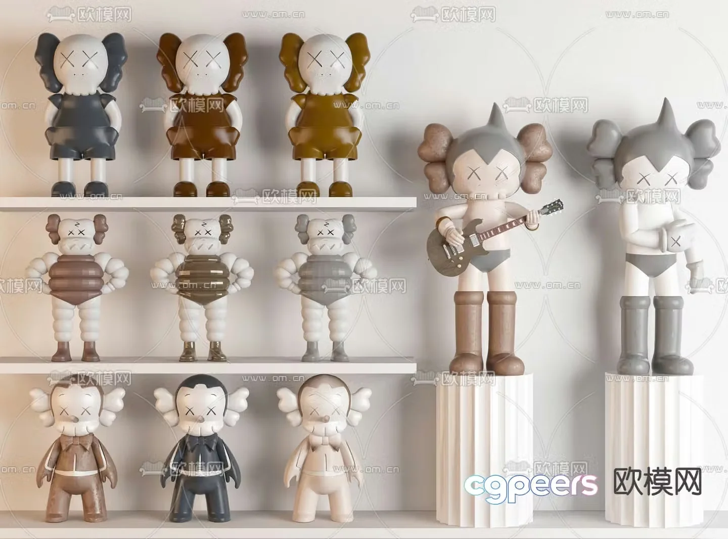 Modern KAWS trendy toy doll ornaments 3D model