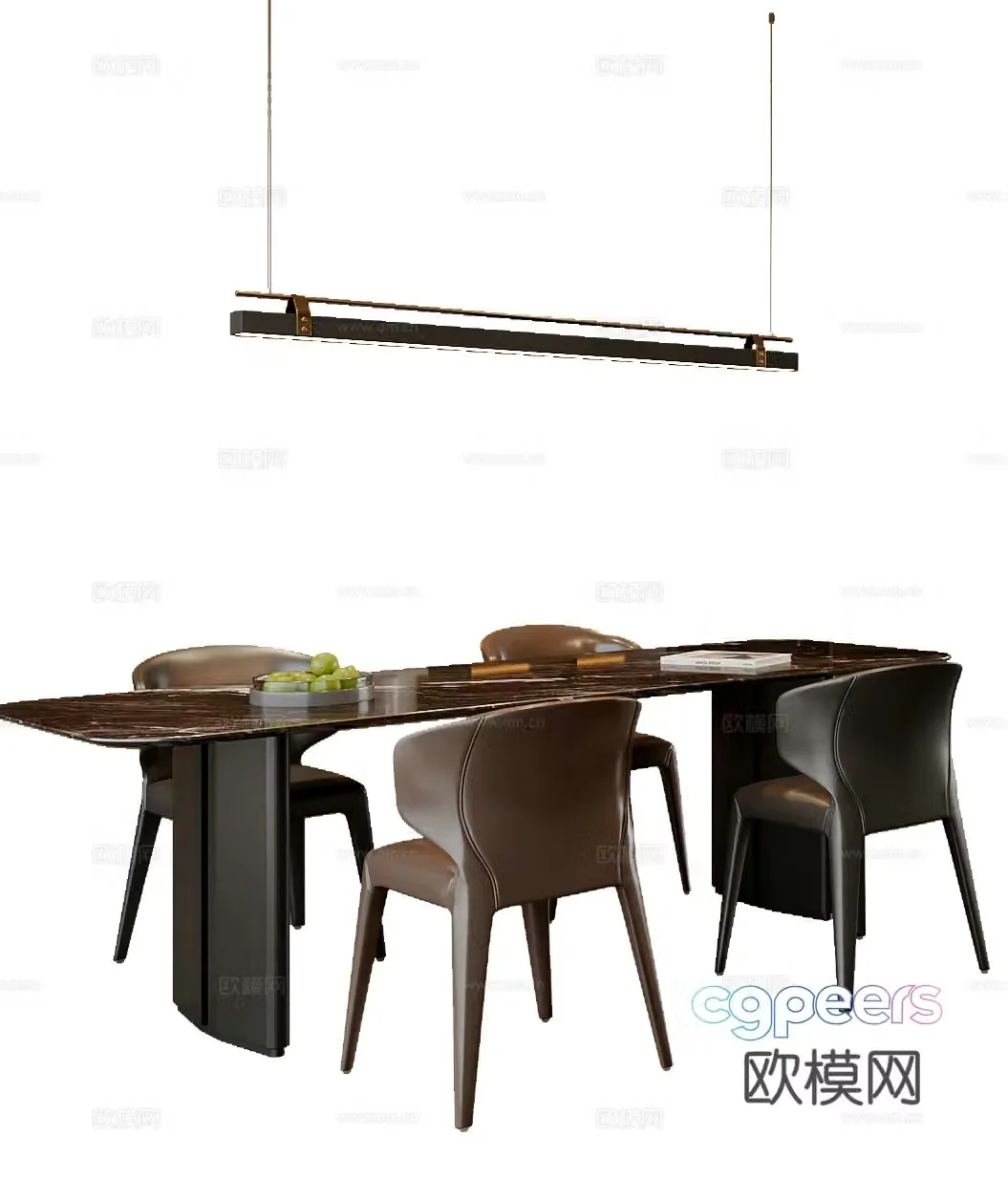 Italian dining table and chairs 3d model