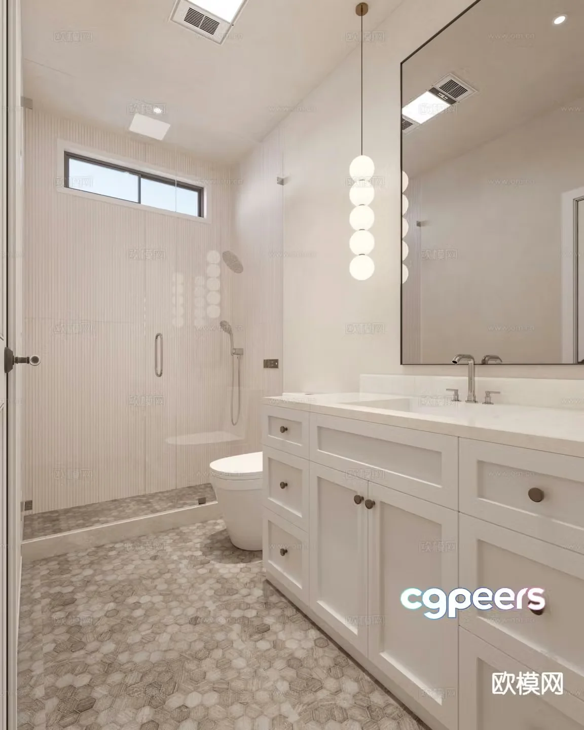 Cream style bathroom bathroom toilet 3d model