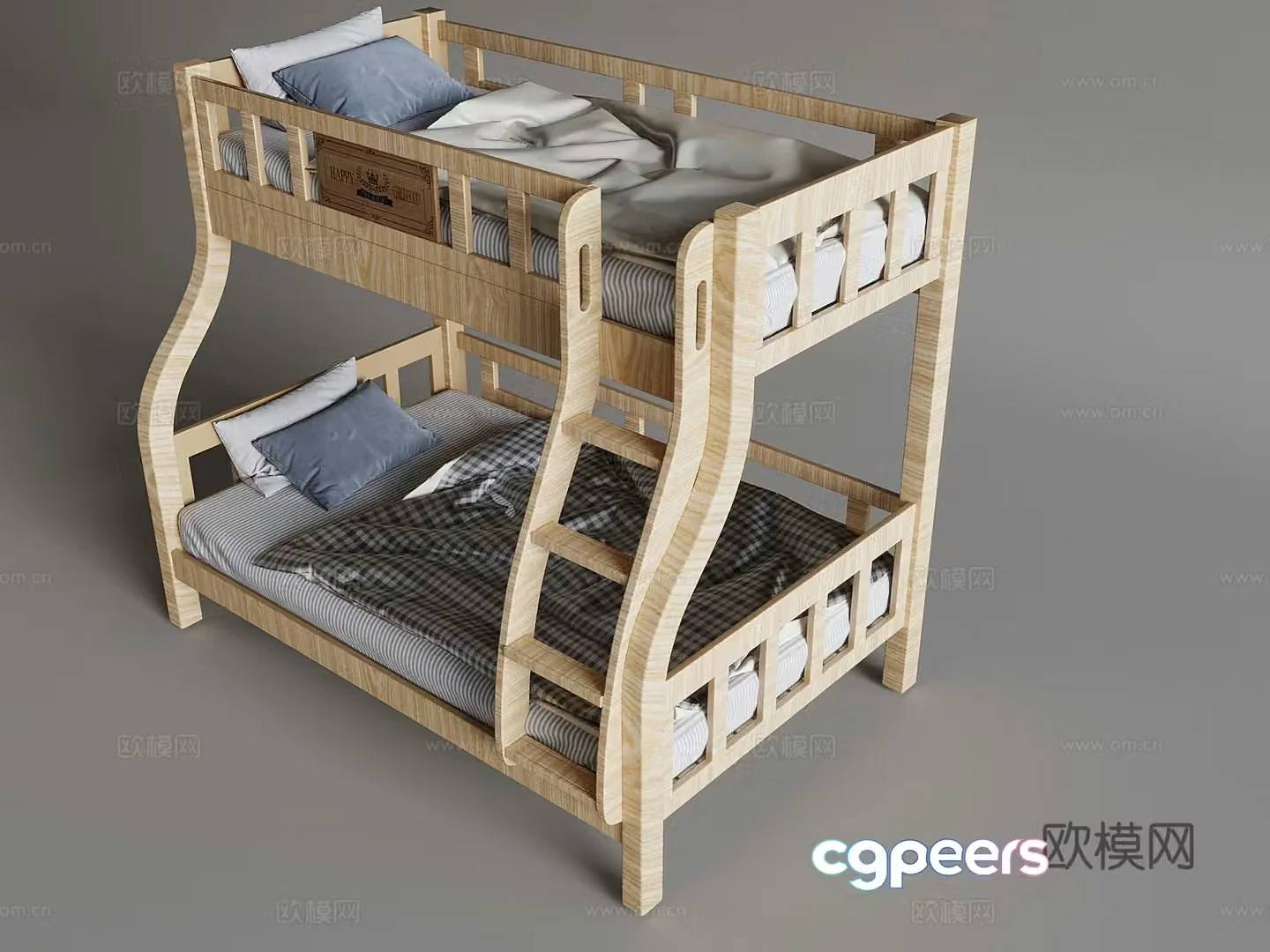 Rice Wind Wind upper and lower bed children’s height double -layer bed 3D model