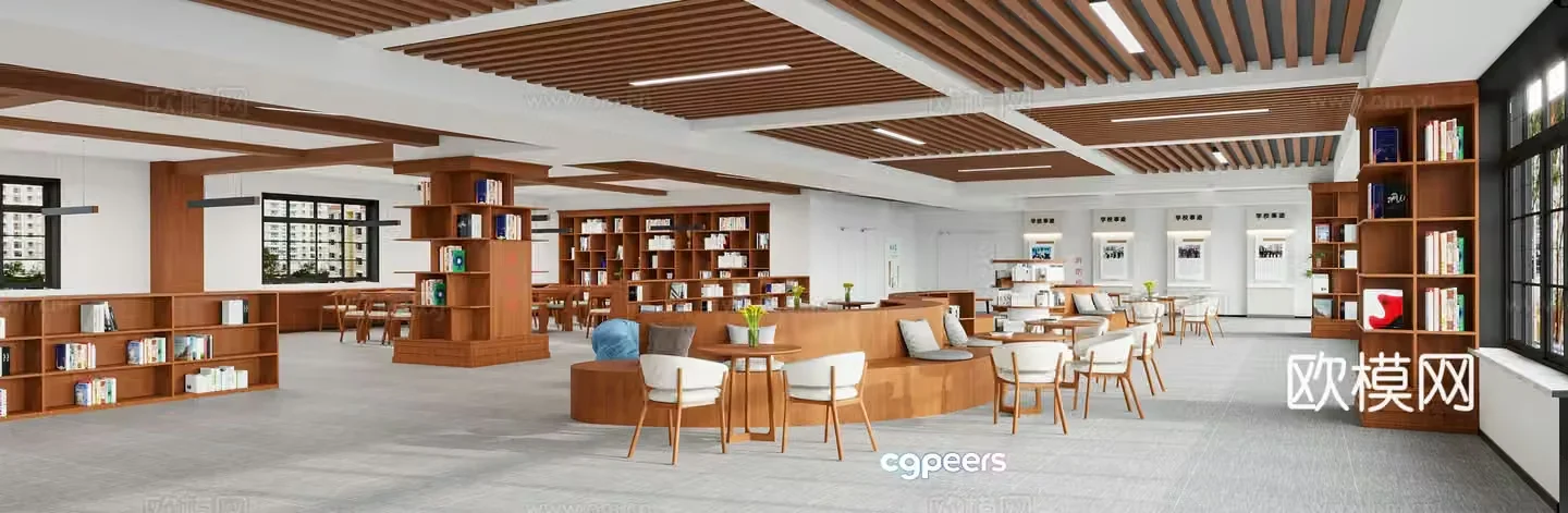 Modern school reading room library 3d model