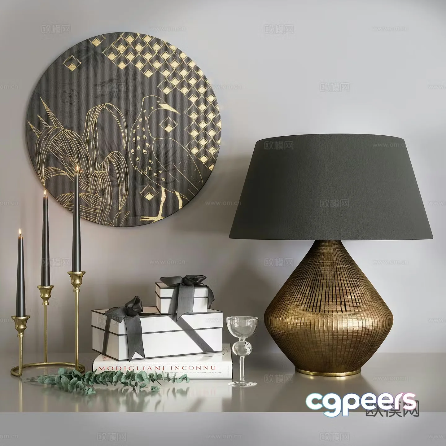 New Chinese light luxury jewelry ornament combination 3D model