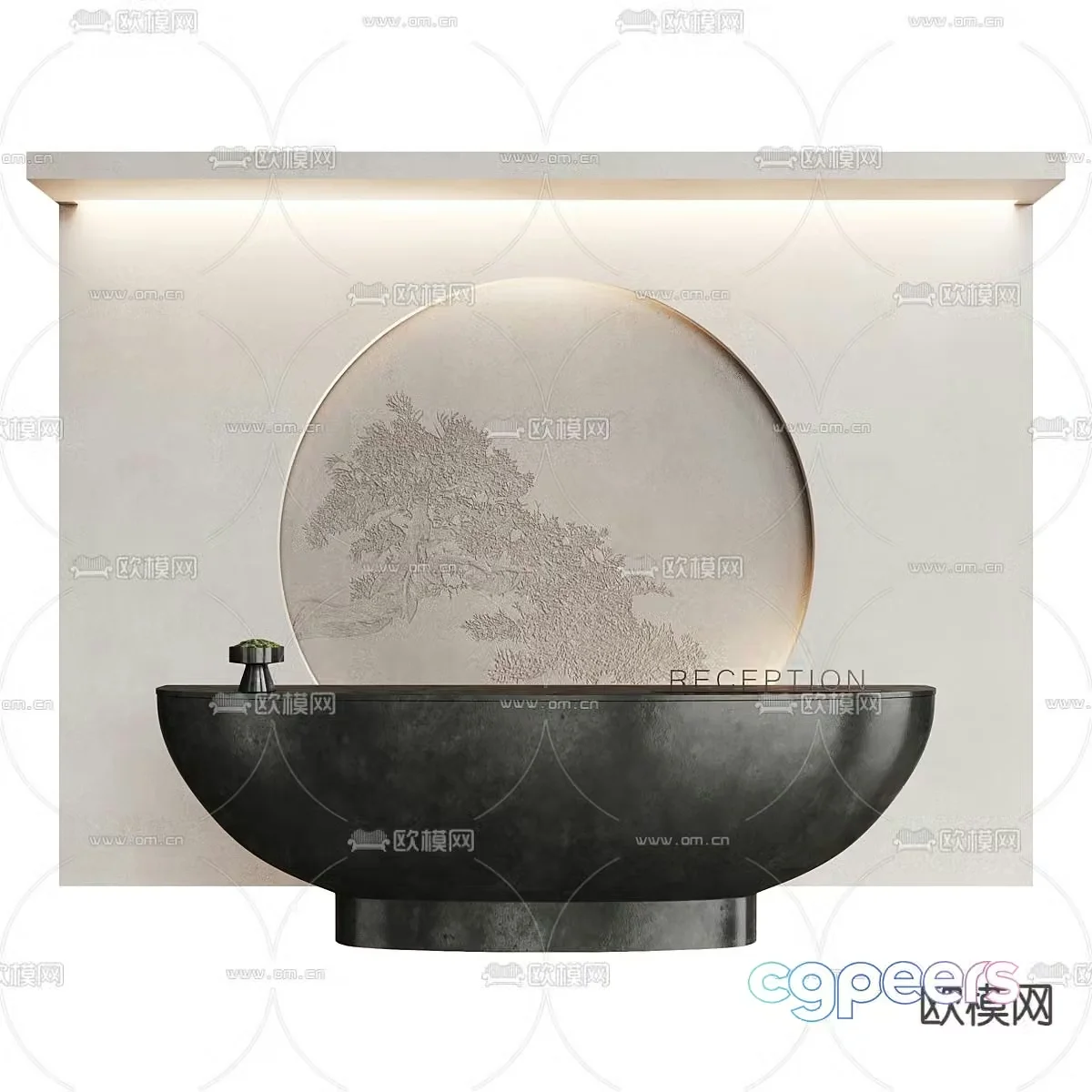 wabi-sabi front desk reception desk service desk 3d model