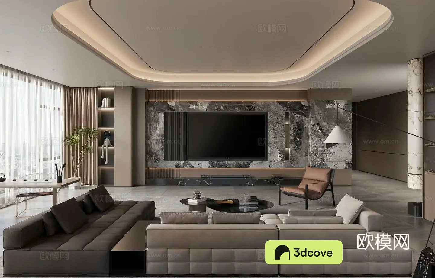 Modern living and dining room