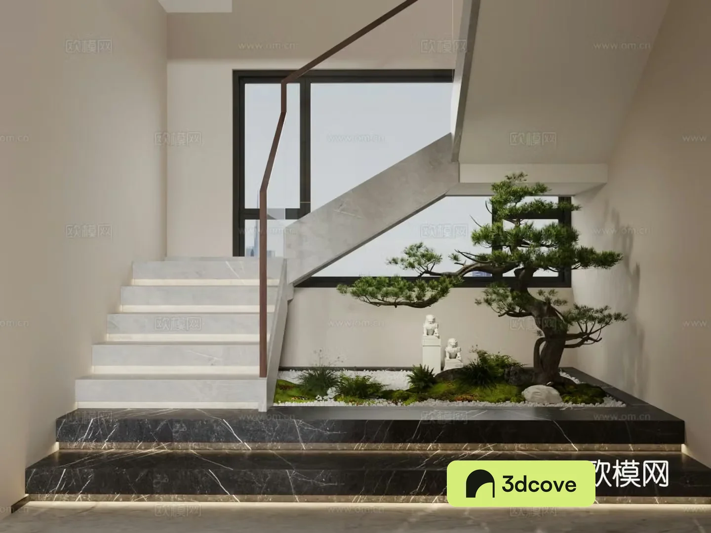 New Chinese interior landscape stair landscape basement landscape sketch landscape stairwell end view