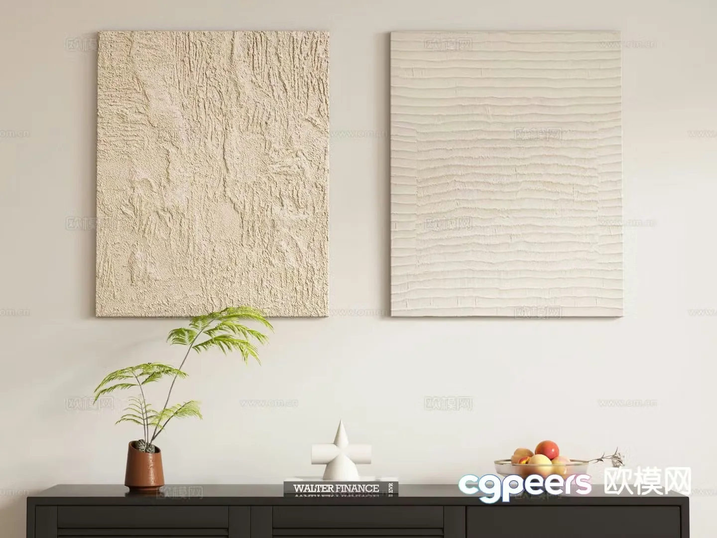 Cream style hanging painting decorative painting 3d model