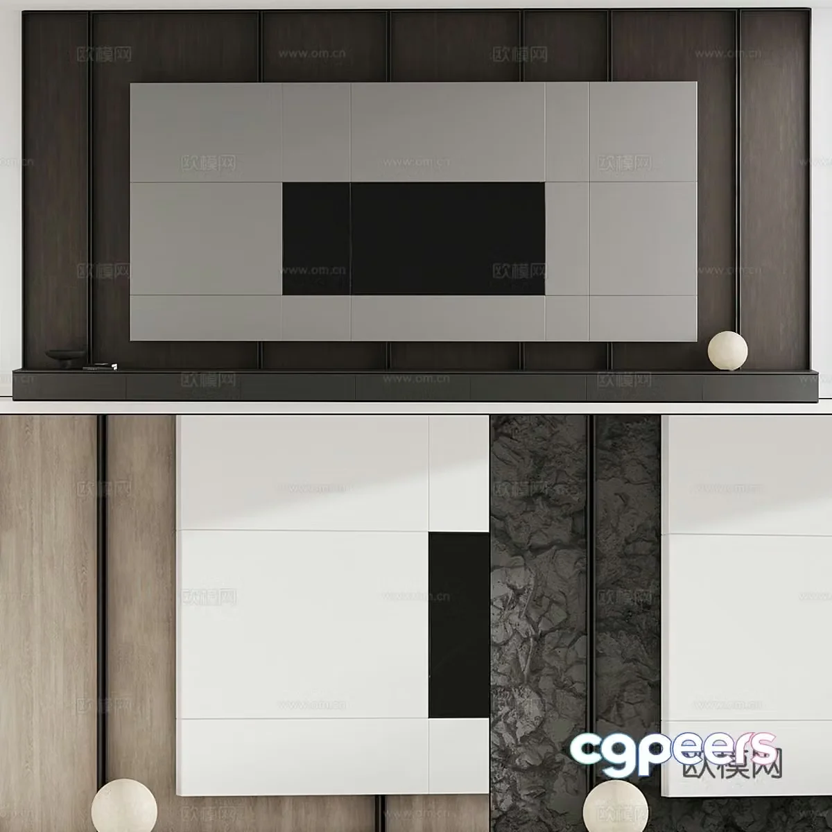 3d model of TV background wall