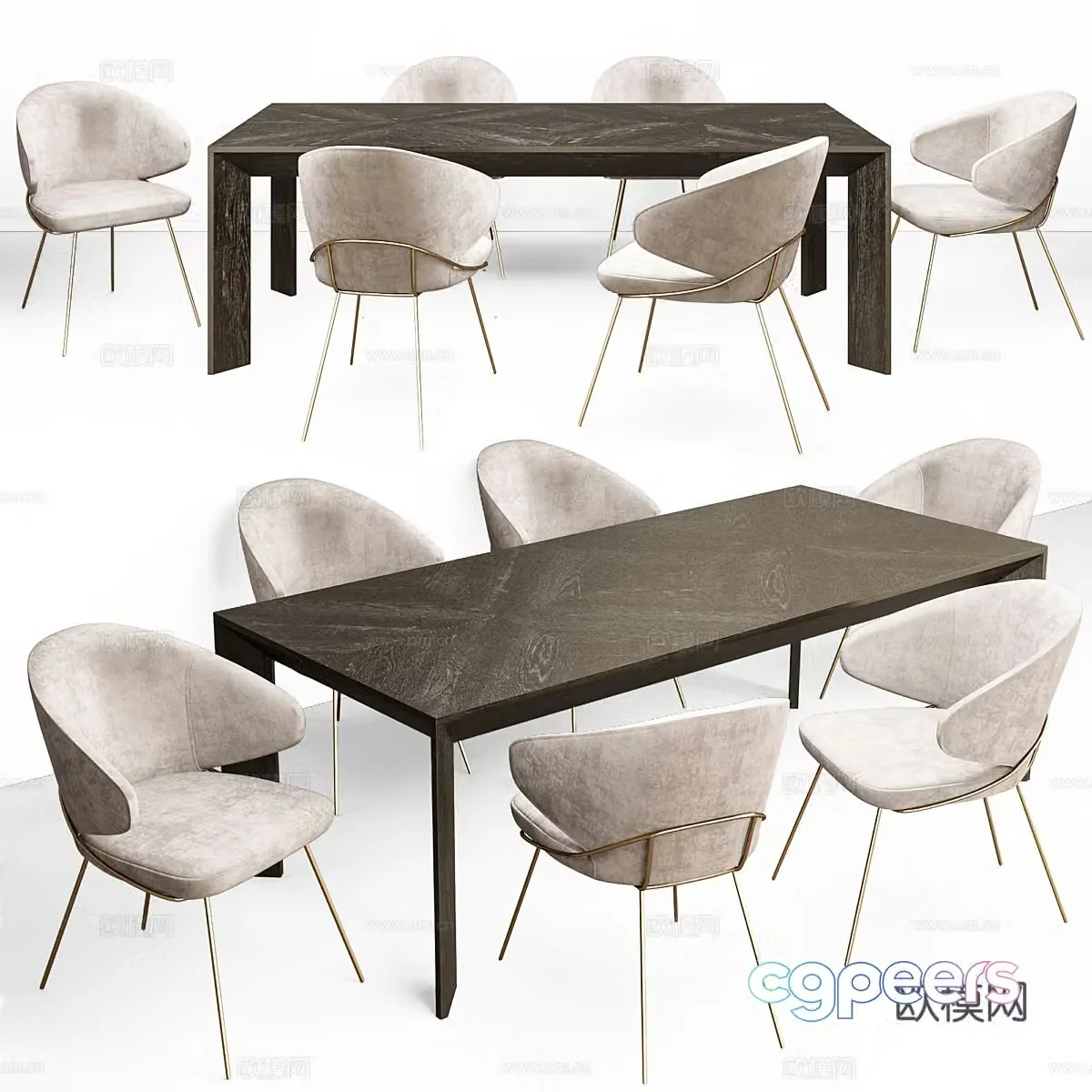 Dining table and dining chair 3d model