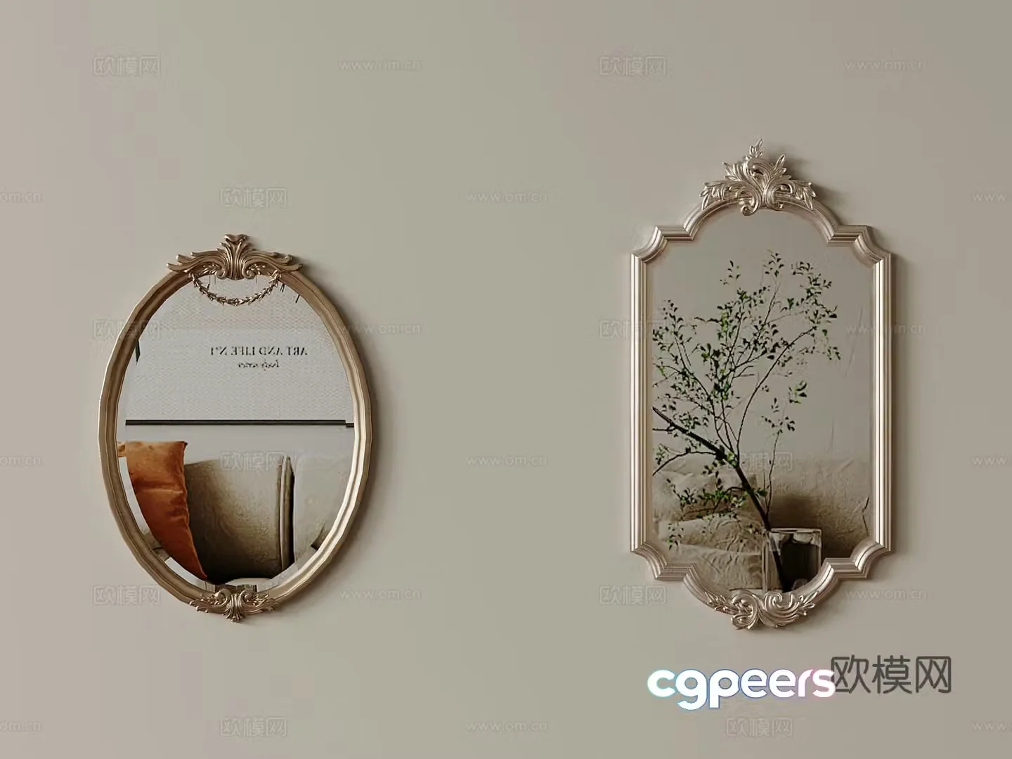 French mirror bathroom mirror 3d model