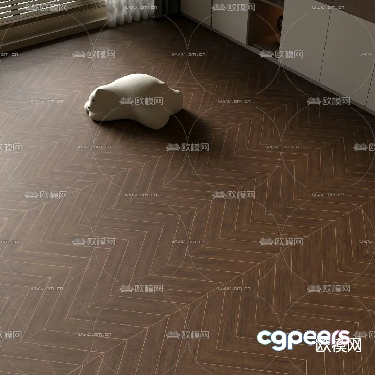 Fish bone wood flooring wood grain brick 3D model