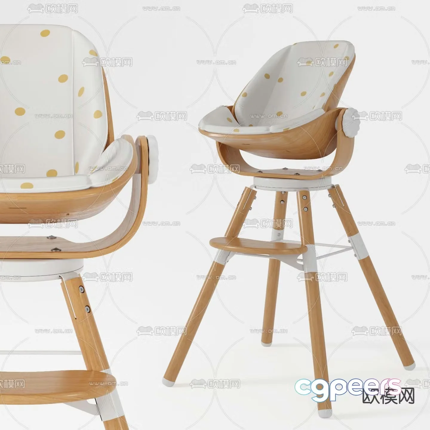 Nordic style baby chair children’s chair 3d model