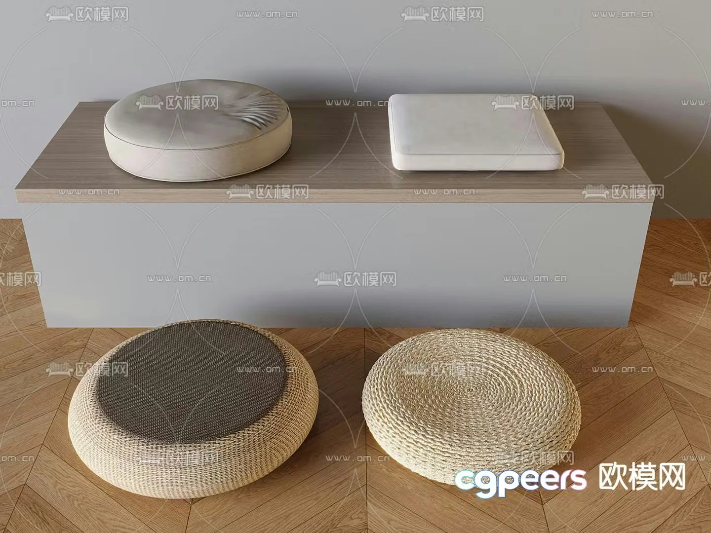 New Chinese style fabric cushion futon cushion 3d model