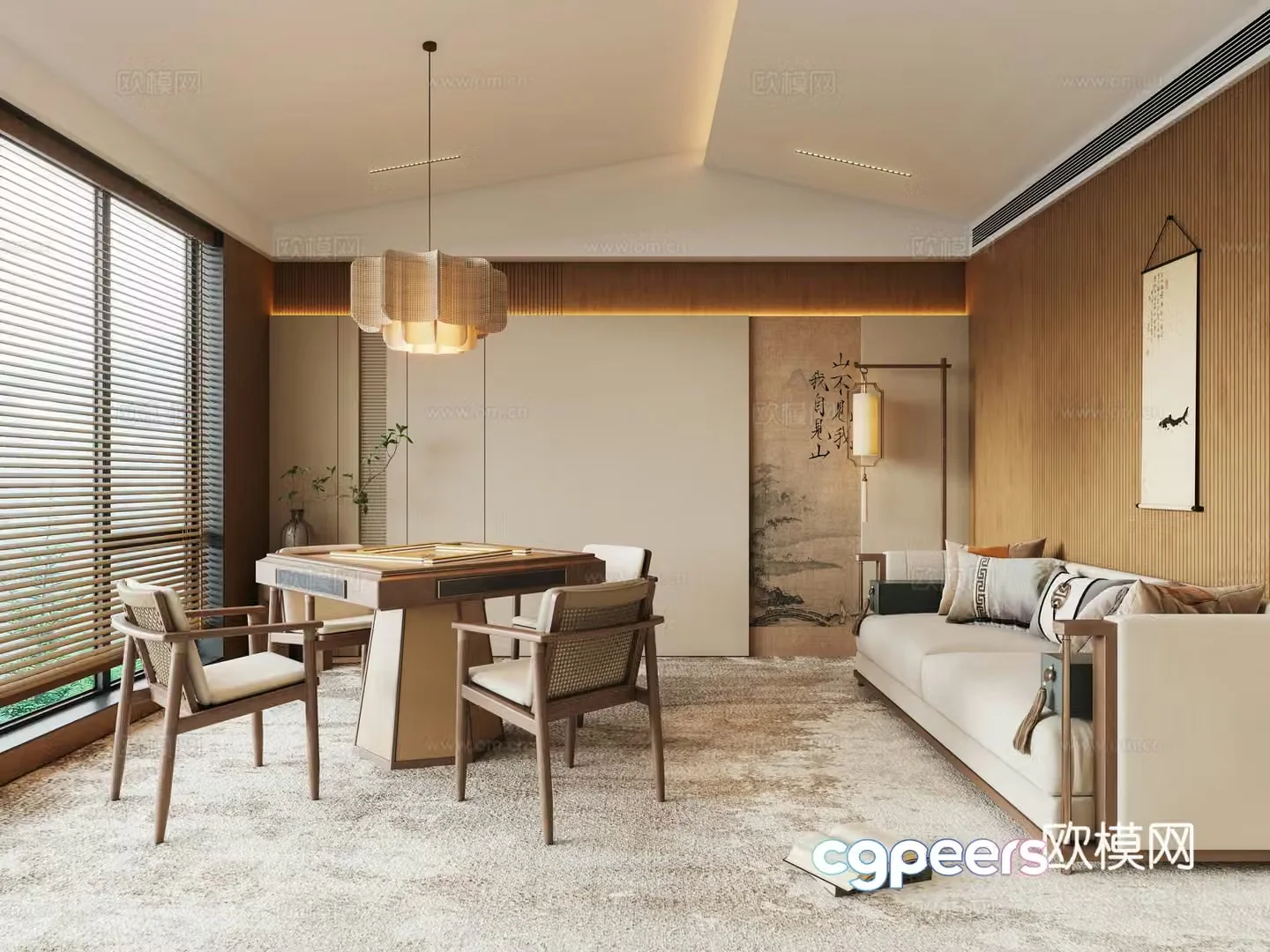 Zen New Chinese Chess and Card Room 3D Model