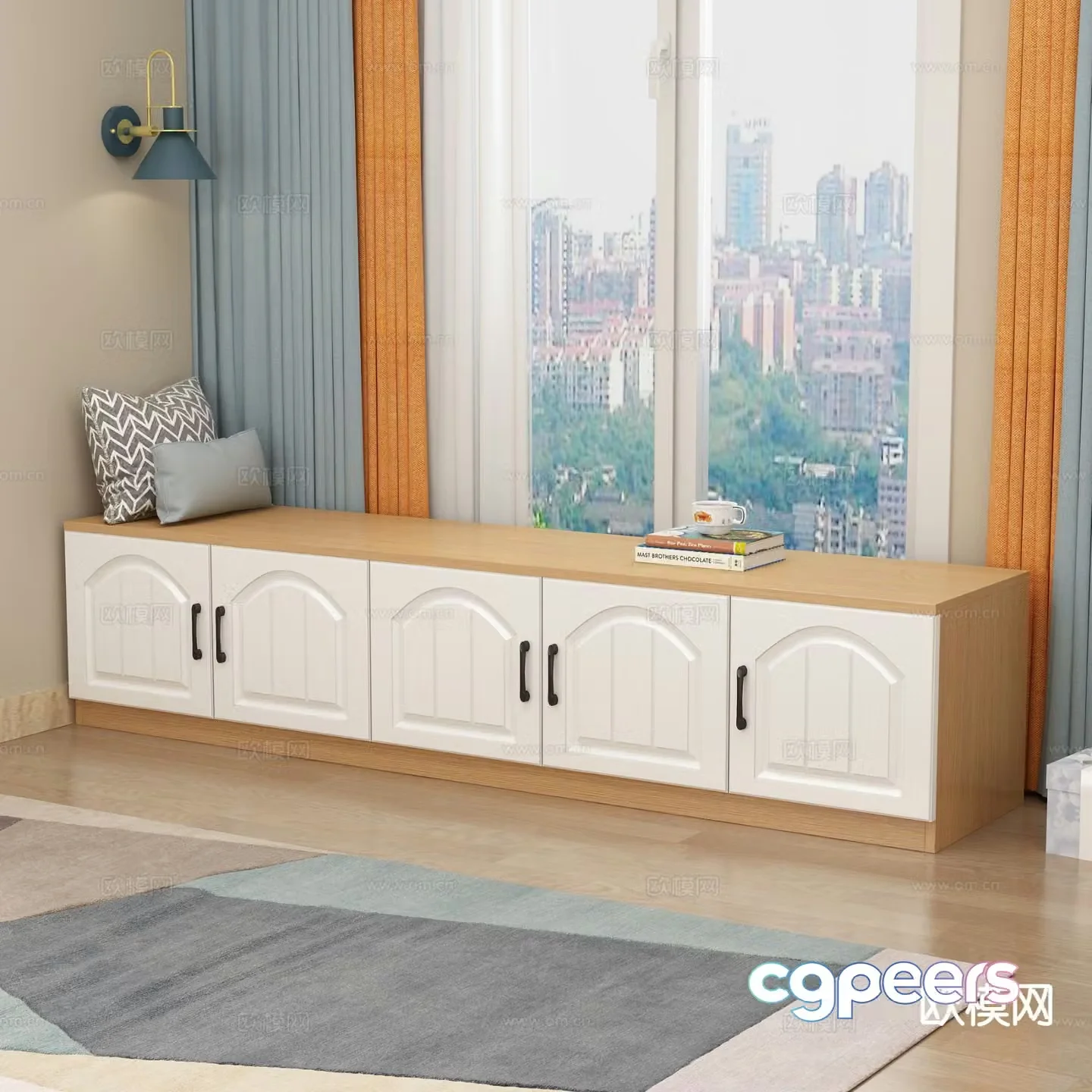 Modern bay window cabinet locker 3d model
