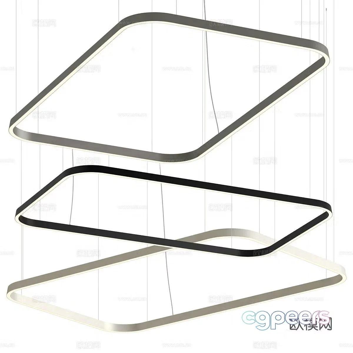 Modern minimalist linear decorative chandeliers 3d model