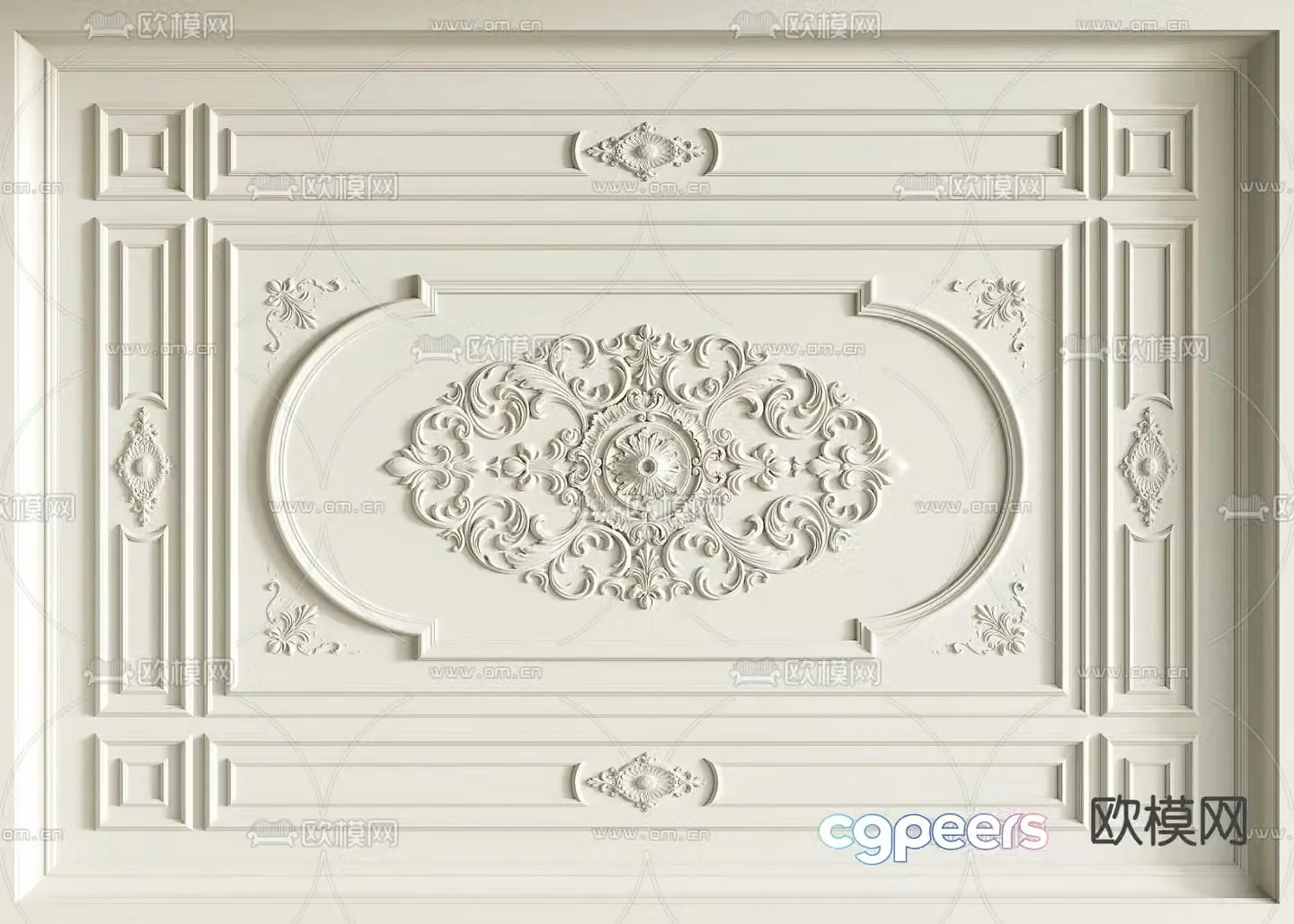 European style ceiling modeling ceiling carved lines 3D model