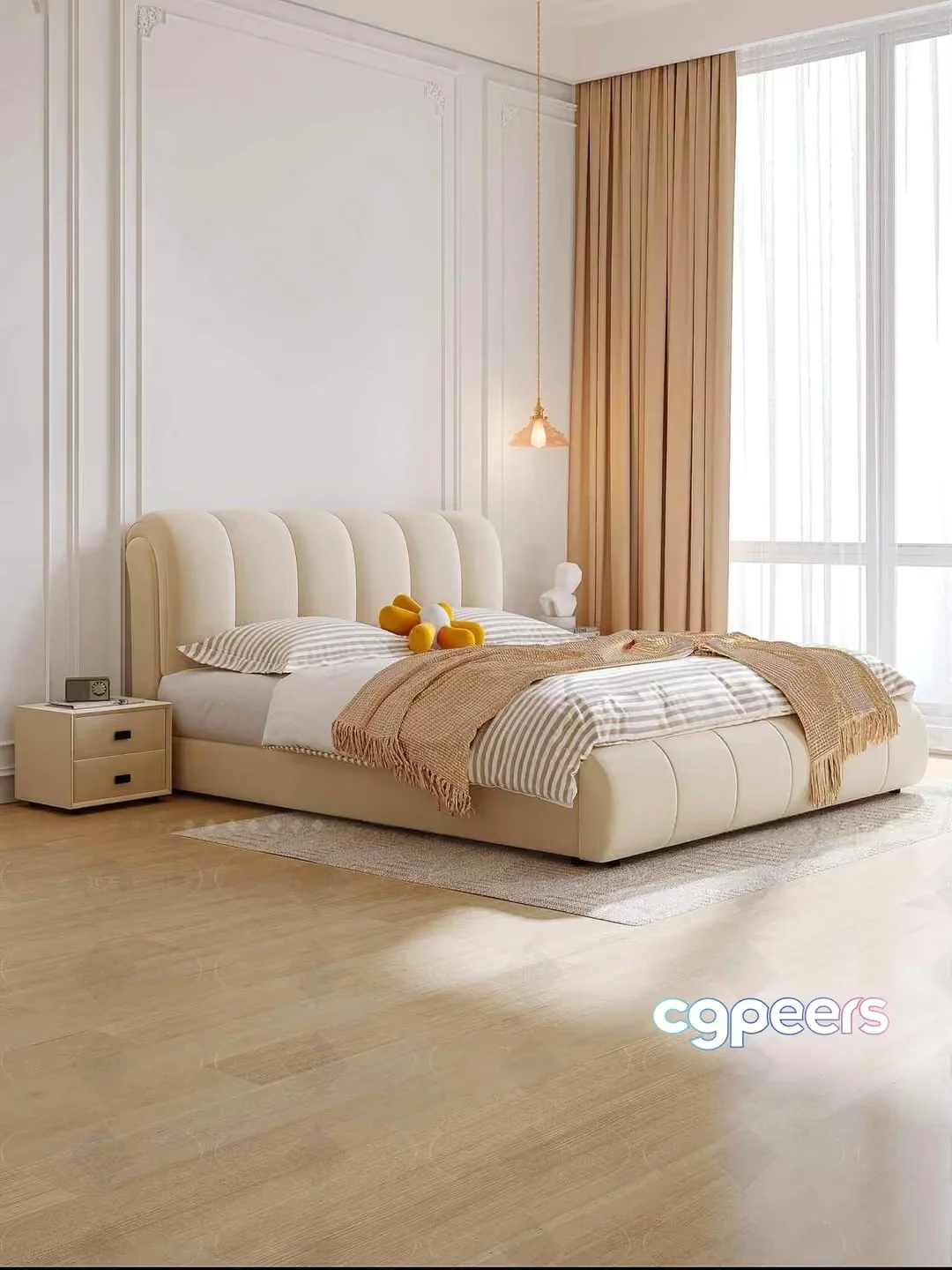 Cozy Beige Bedroom 3D Model – 5815 – VRAY Render