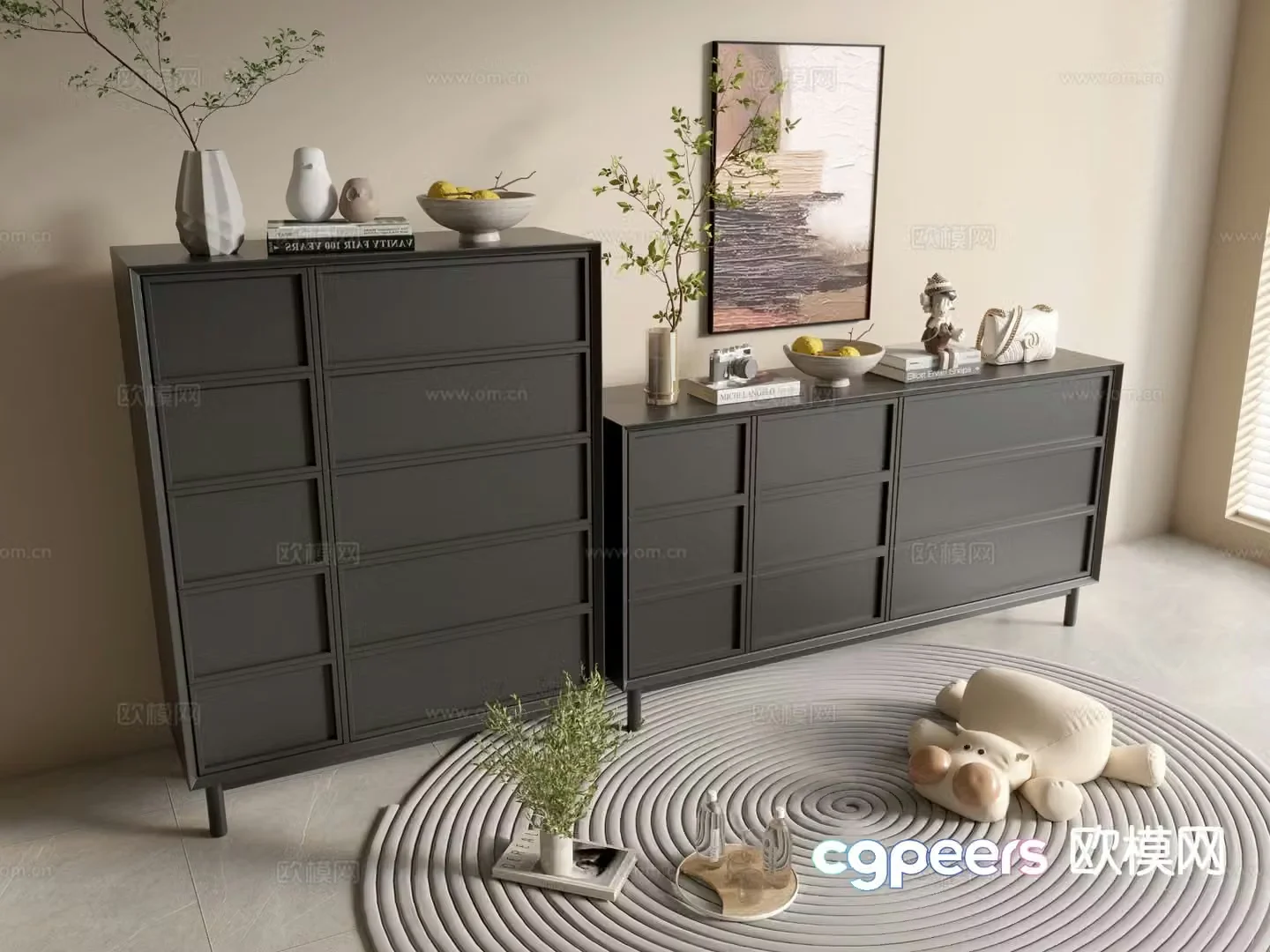 Modern black cabinet integral cabinet entrance cabinet 3d model