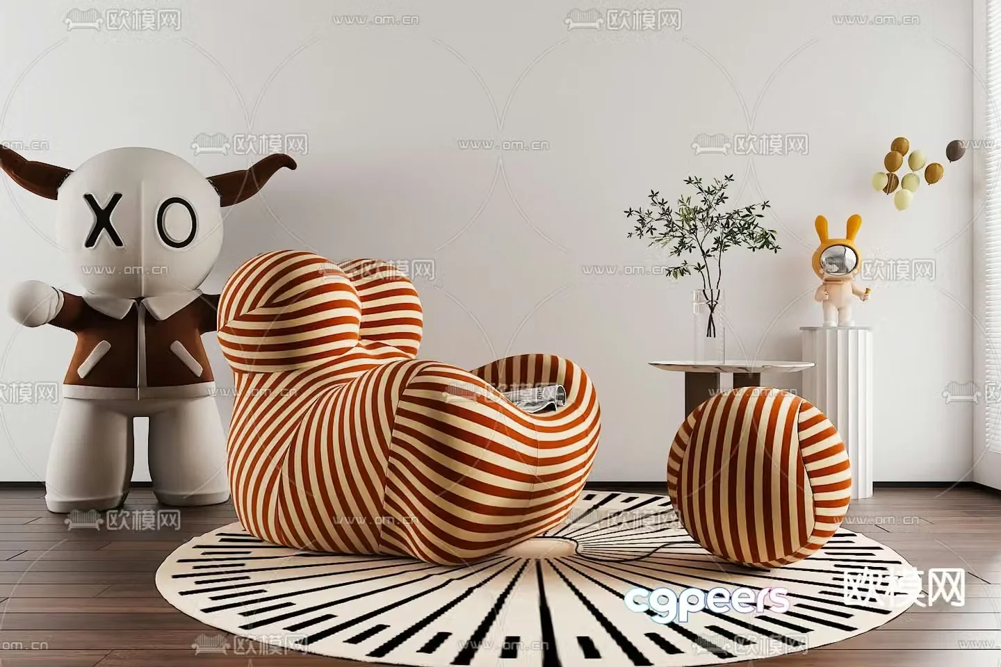 Modern lazy sofa mother’s arms sofa 3d model