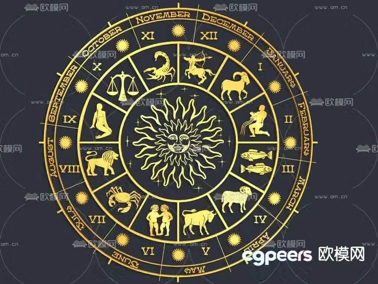 The Main Subject Is A Zodiac Wheel 3D Model – 5691 – VRAY Render