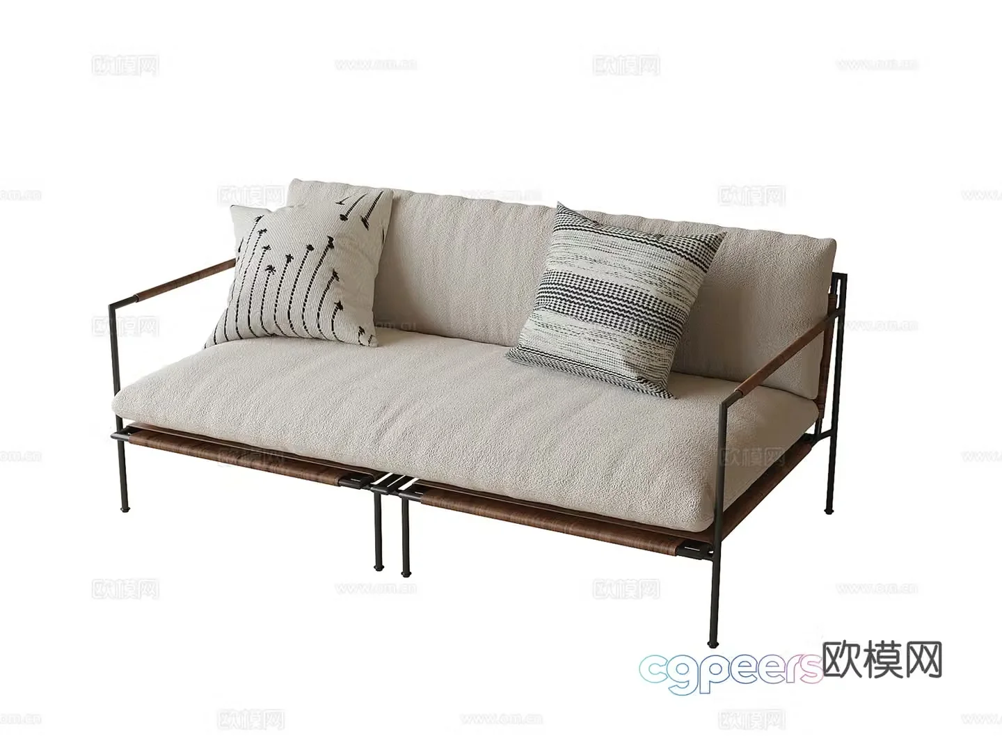 Modern double sofa casual sofa 3d model