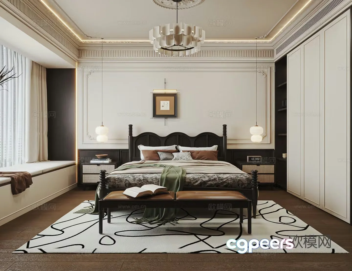 French retro bedroom master bedroom 3d model