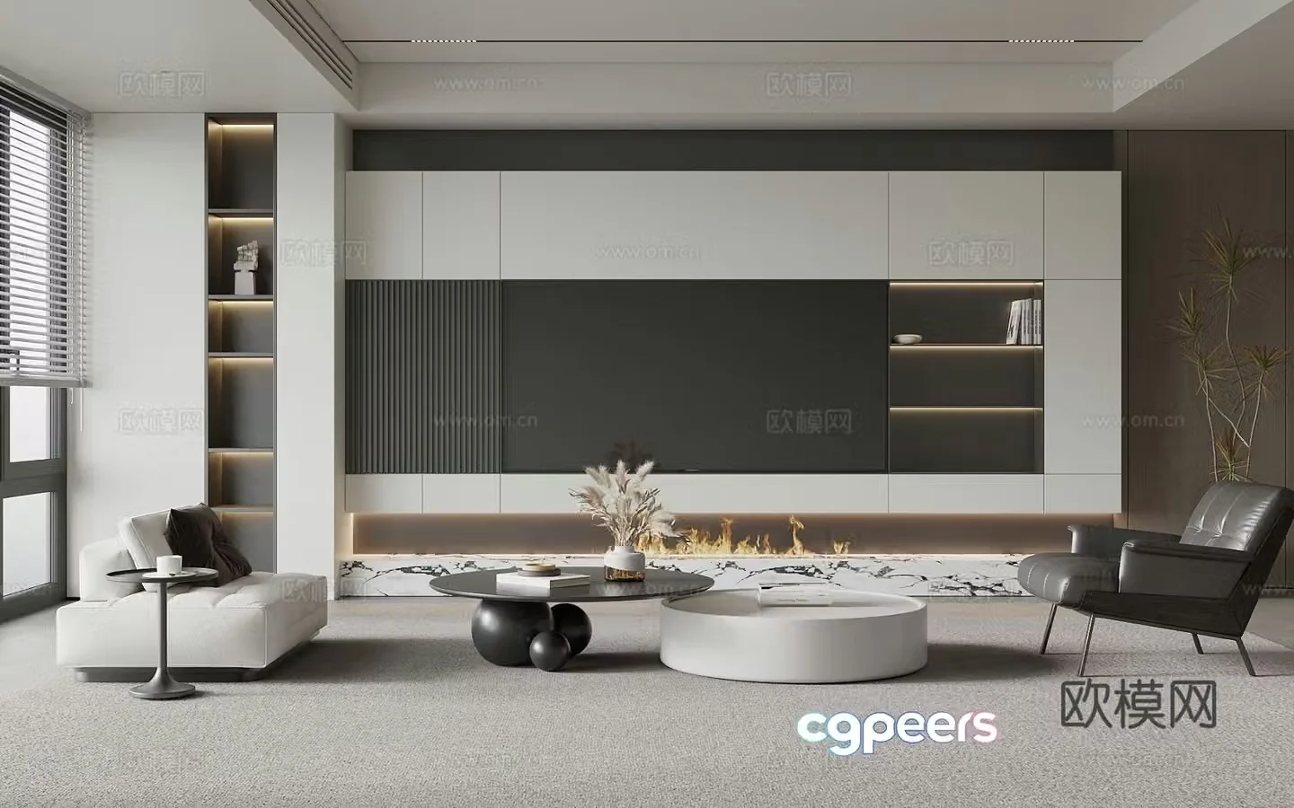 Living room Modern minimalist living room TV background wall Sofa combination 3d model