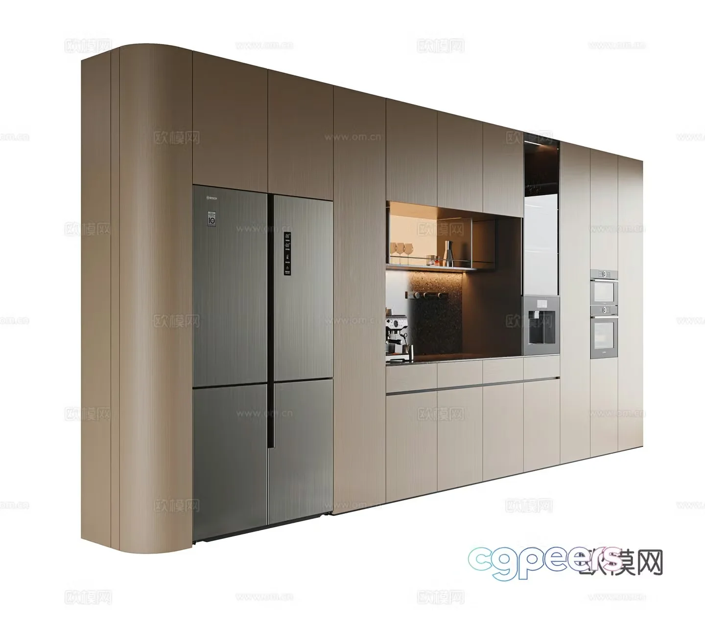 Italian sideboard wine cabinet decorative cabinet high cabinet embedded steam oven glass decorative cabinet 3D model