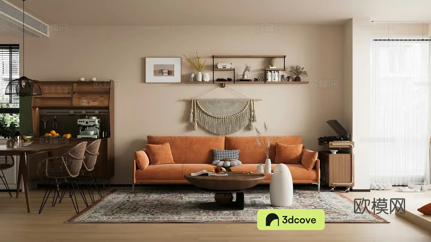 Retro medieval style living room restaurant