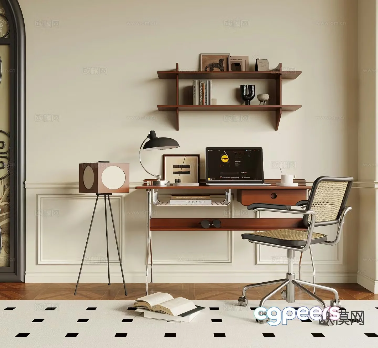 Medieval style desk computer desk study table 3d model