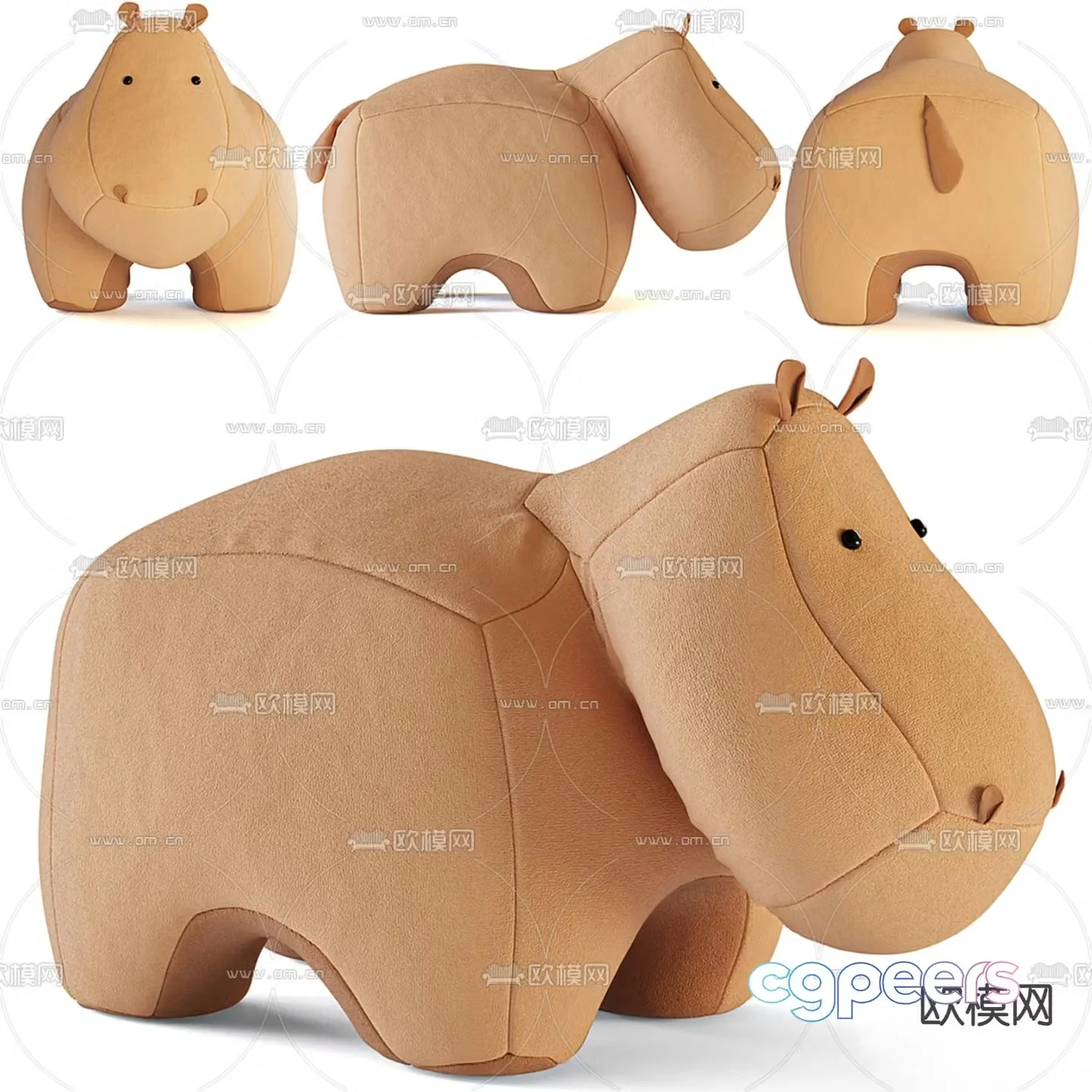 Hippo Doll Toy Ragdoll Children’s Stool 3d model